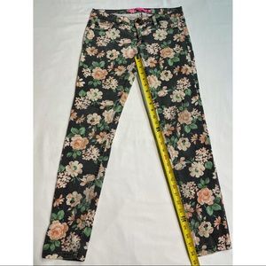 Floral Denim Pants, 98% Cotton, Hip Hugger, Comfy Stretch, TinselTown- 7